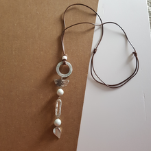 Load image into Gallery viewer, Contemporary Necklace - Resin / Acetate Pendant: Waxed cord (Product ref: N161)