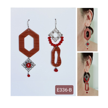 Load image into Gallery viewer, Asymmetrical Earrings - Resin / Acetate (Product ref: E336)