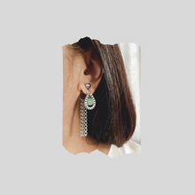 Load image into Gallery viewer, Steel Earrings -Front Back Earrings with Gemstones (Product ref: E359-S)