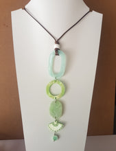 Load image into Gallery viewer, Contemporary Necklace - Resin / Acetate Pendant: Waxed cord (Product ref: N162)