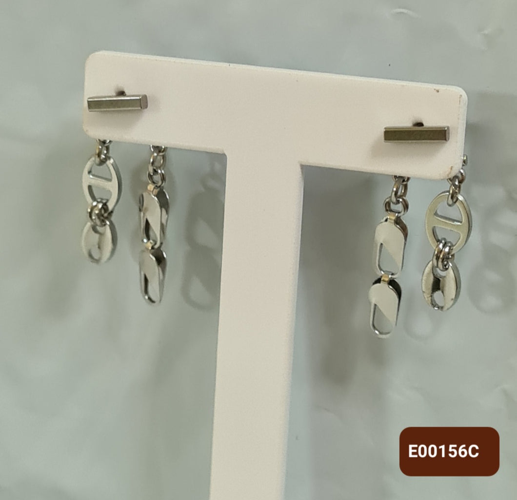 Steel Earrings -Front Back Earrings - (Product ref: E00156C)