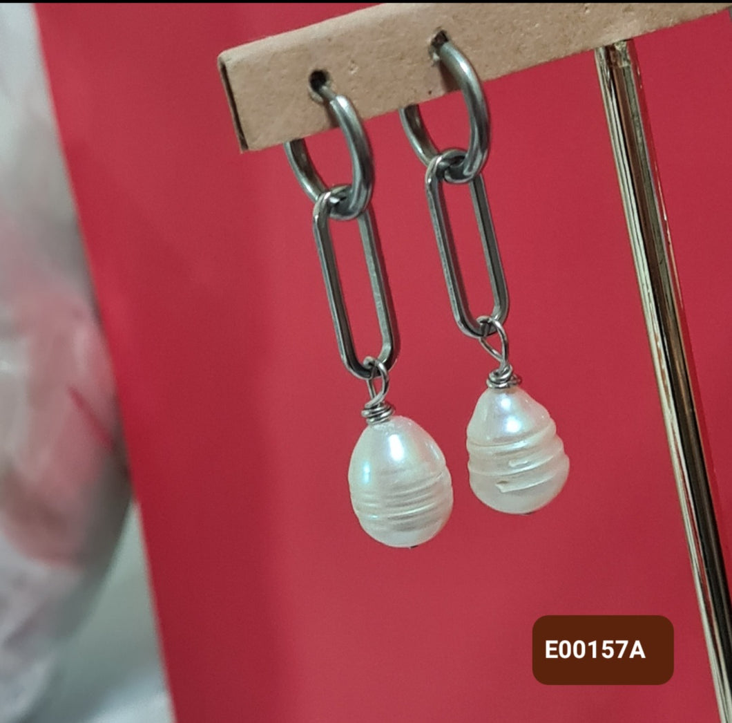 Steel Earrings -Front Back Earrings - (Product ref: E00156B)