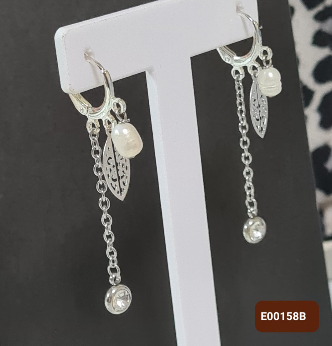 Steel Earrings -Front Back Earrings - (Product ref: E00158B)