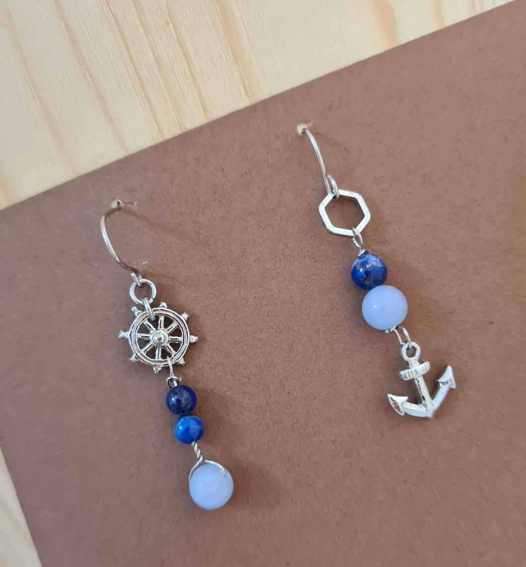 Asymmetrical Earrings - Gemstones (Product ref: E169)