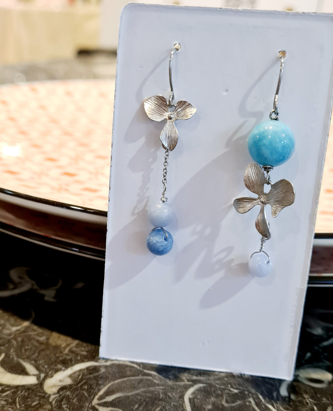 Asymmetrical Earrings - Gemstones (Product ref: E320)