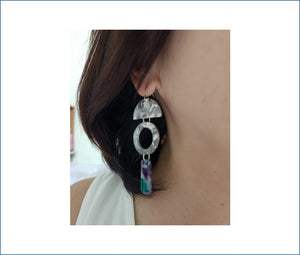 Asymmetrical Earrings - Resin / Acetate (Product ref: E040)