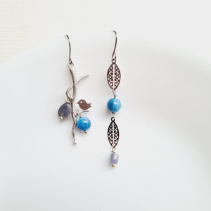 Asymmetrical Earrings - Gemstones (Product ref: E017)
