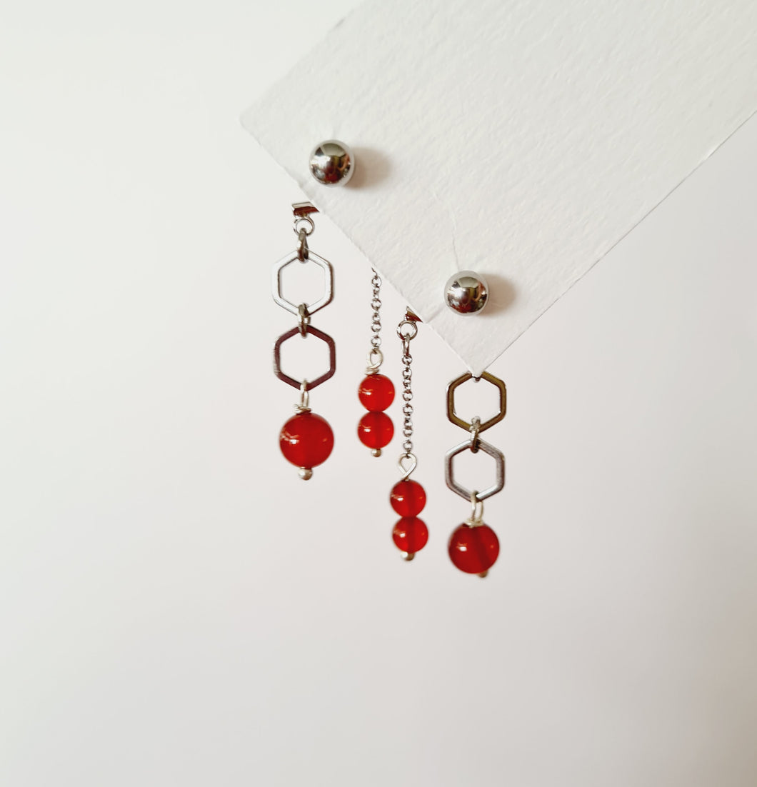Front Back Earrings - Gemstones (Product ref: E025Scr)