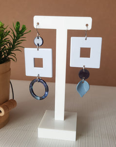 Asymmetrical Earrings - Resin / Acetate  (Product ref: E044)