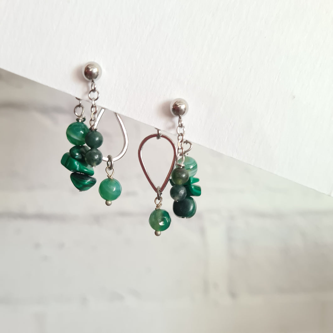 Front Back Earrings -Gemstones (Product ref: E050)