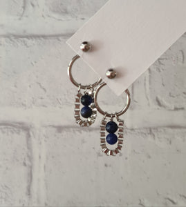 Steel Earrings -Front Back Earrings with Gemstones (Product ref: E055-S)