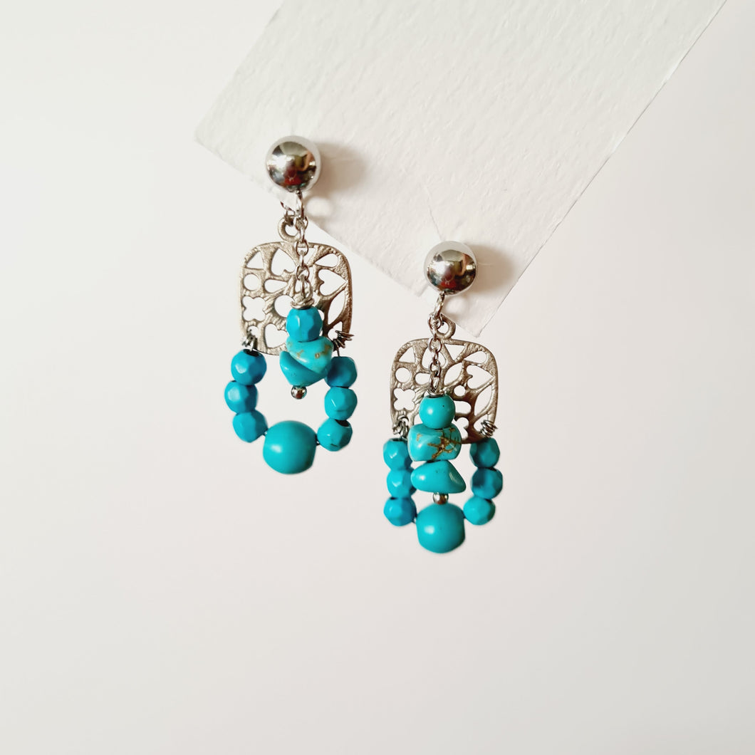 Front Back Earrings - Gemstones (Product ref: E057)