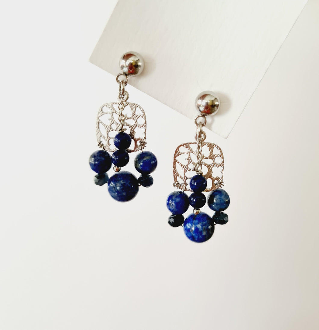 Front Back Earrings - Gemstones (Product ref: E058)
