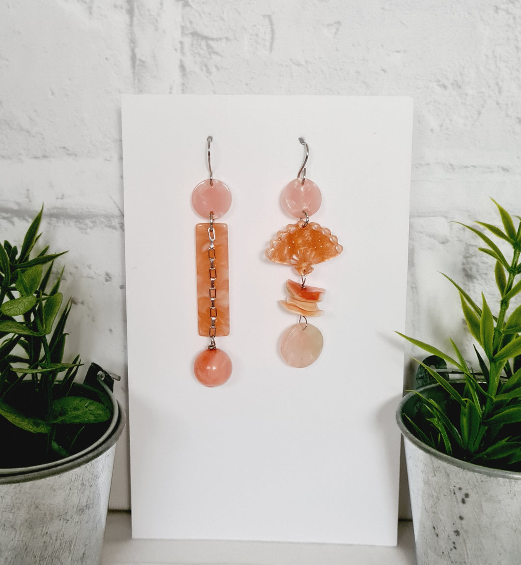 Asymmetrical Earrings - Resin / Acetate  (Product ref: E063)