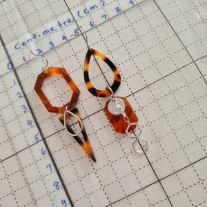 Asymmetrical Earrings - Resin / Acetate  (Product ref: E068)