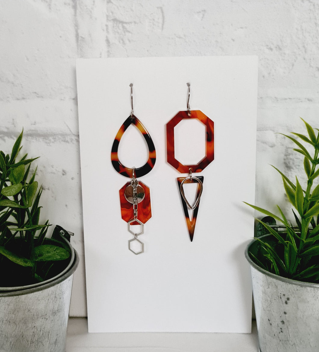 Asymmetrical Earrings - Resin / Acetate  (Product ref: E068)