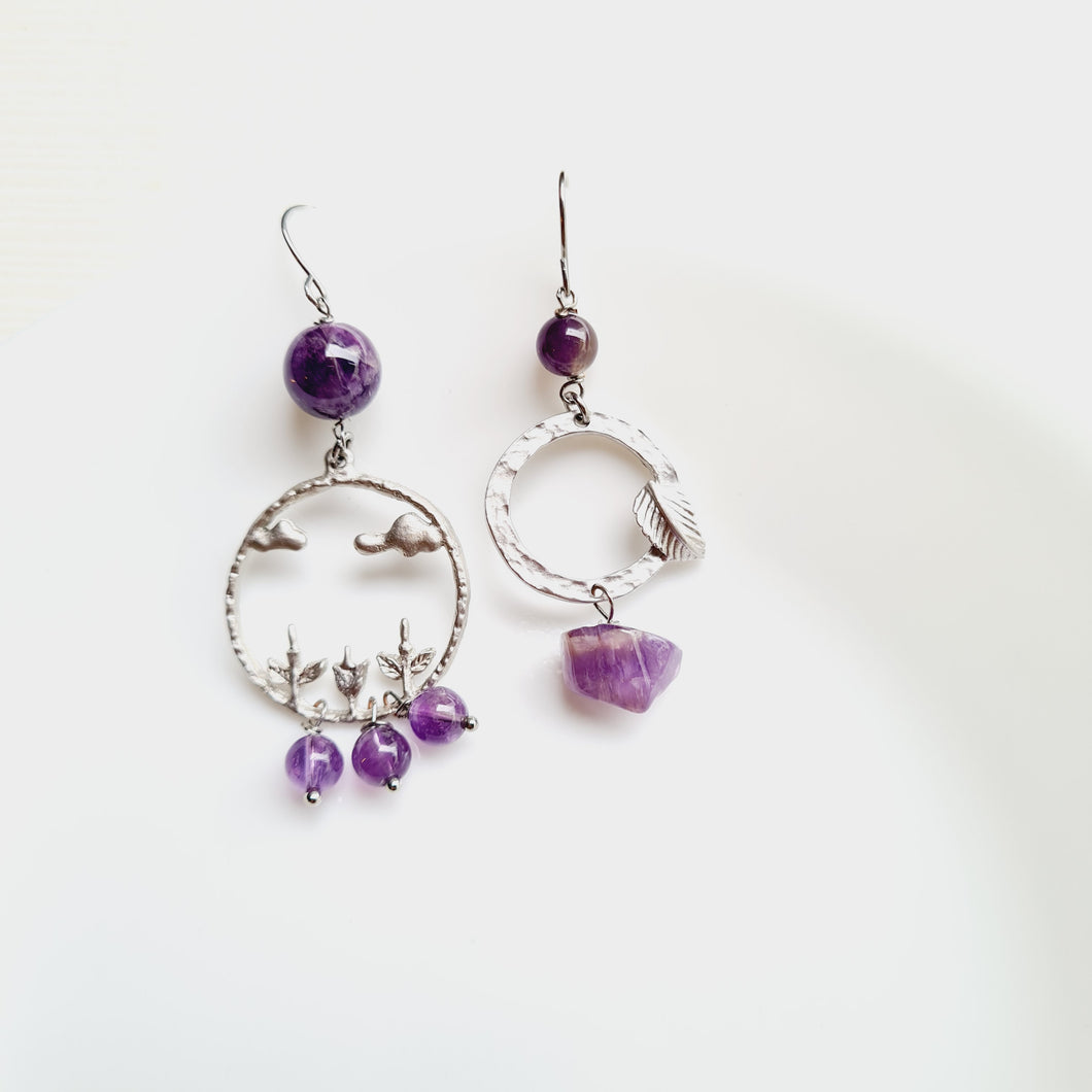 Asymmetrical Earrings - Gemstones (Product ref: E171)