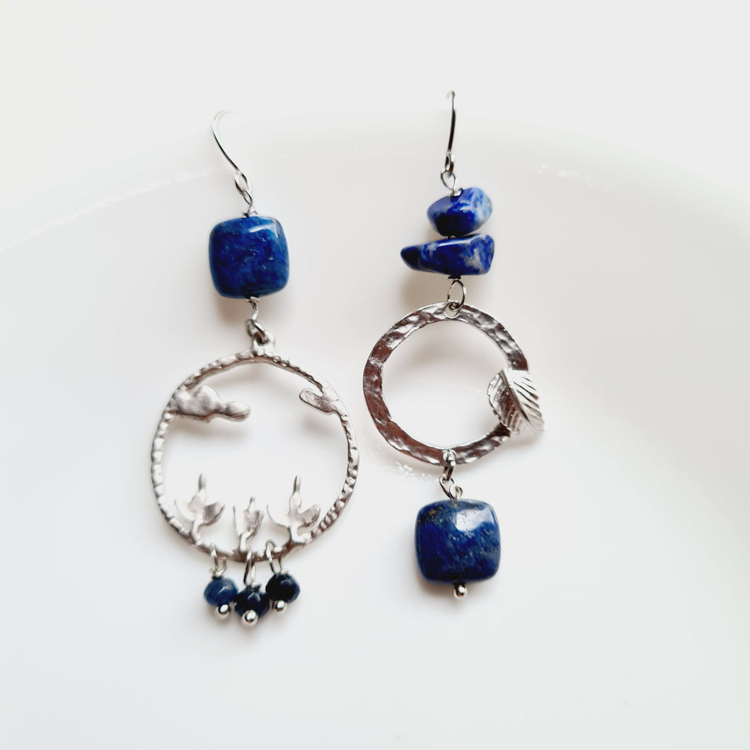 Asymmetrical Earrings - Gemstones (Product ref: E173)