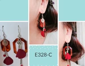 Asymmetrical Earrings - Resin / Acetate  (Product ref: E328)