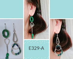 Asymmetrical Earrings - Resin / Acetate  (Product ref: E329)