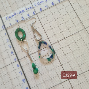 Asymmetrical Earrings - Resin / Acetate  (Product ref: E329)