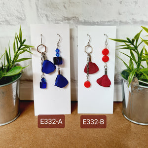 Asymmetrical Earrings - Resin / Acetate  (Product ref: E332)