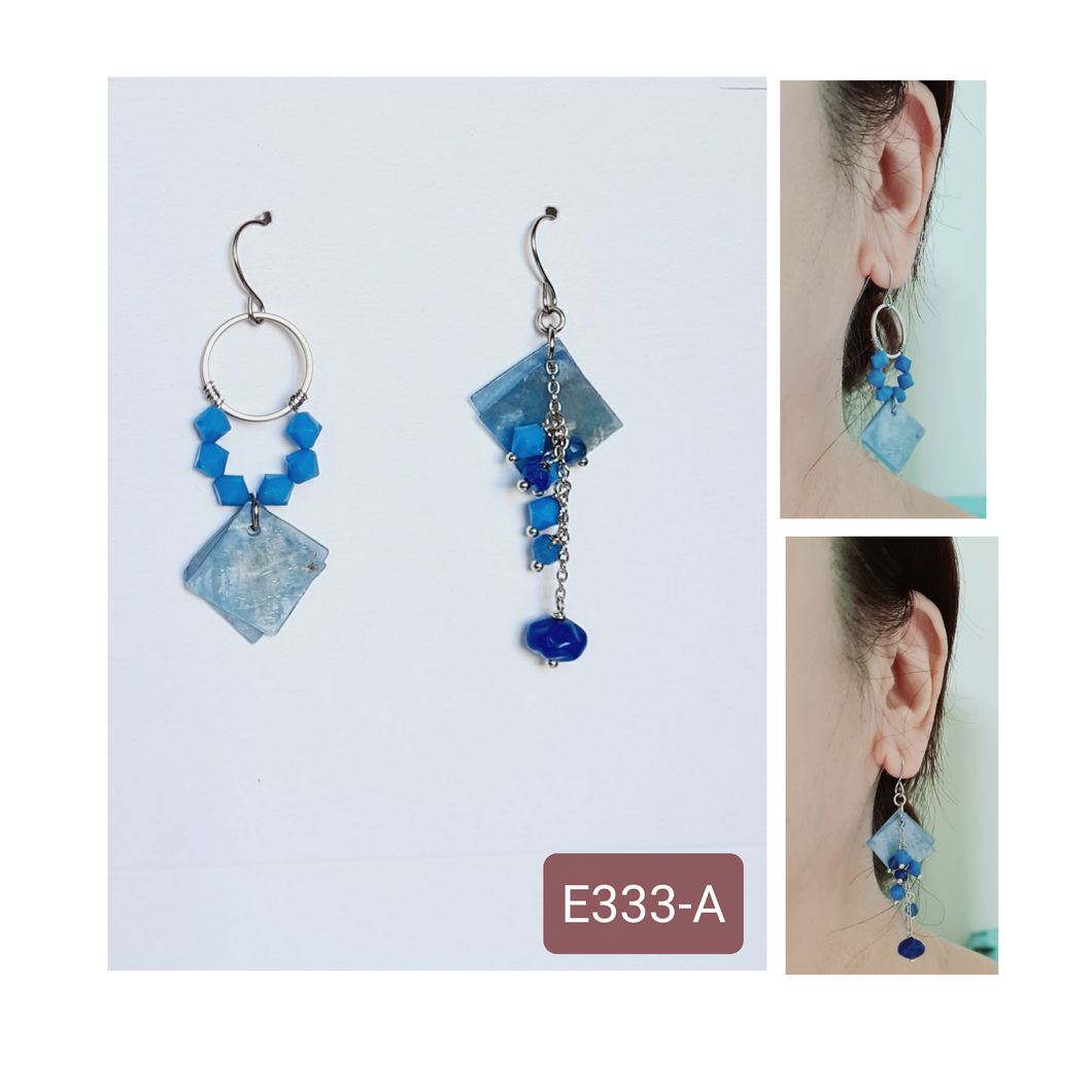 Asymmetrical Earrings - Resin / Acetate  (Product ref: E333)