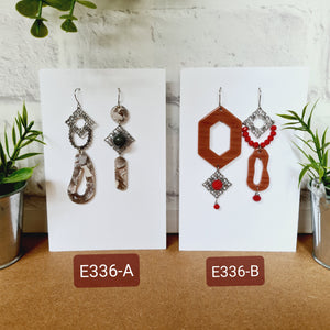 Asymmetrical Earrings - Resin / Acetate  (Product ref: E336)