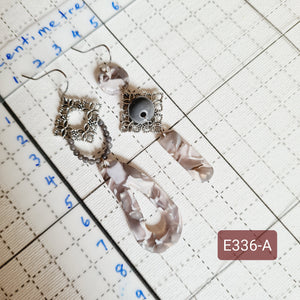 Asymmetrical Earrings - Resin / Acetate  (Product ref: E336)