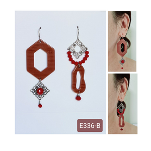 Asymmetrical Earrings - Resin / Acetate  (Product ref: E336)