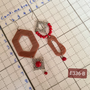 Asymmetrical Earrings - Resin / Acetate  (Product ref: E336)