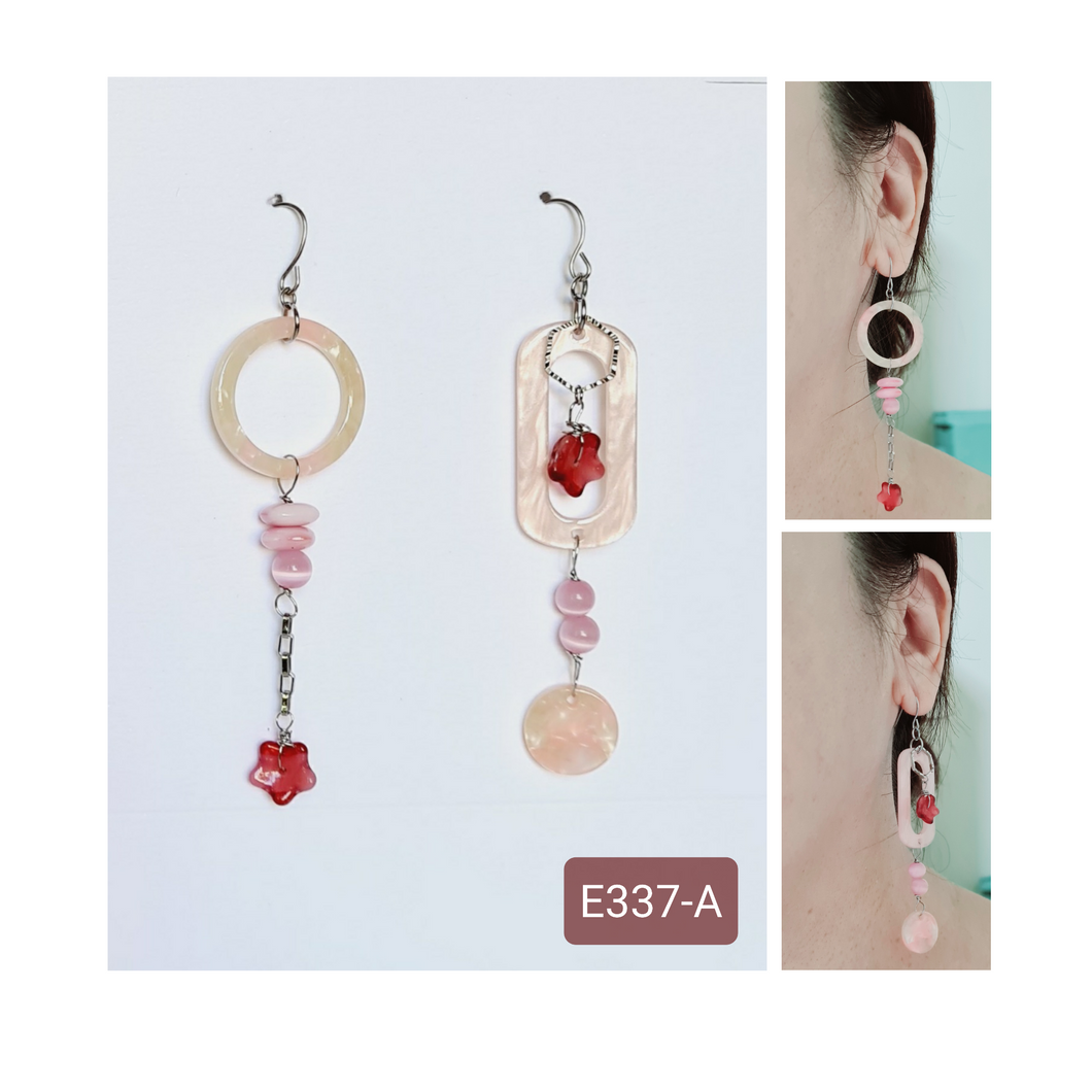 Asymmetrical Earrings - Resin / Acetate (Product ref: E337)