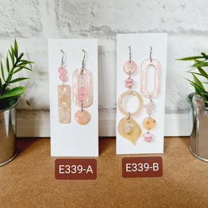 Asymmetrical Earrings - Resin / Acetate  (Product ref: E339)