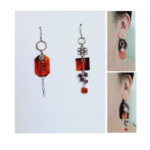 Asymmetrical Earrings - Resin / Acetate  (Product ref: E340)