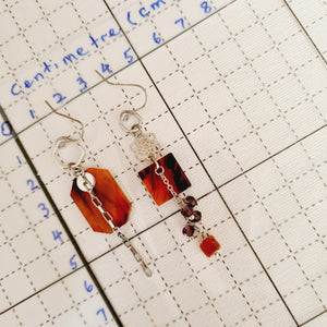 Asymmetrical Earrings - Resin / Acetate  (Product ref: E340)