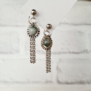 Steel Earrings -Front Back Earrings with Gemstones (Product ref: E357-S)