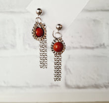 Load image into Gallery viewer, Steel Earrings -Front Back Earrings with Gemstones (Product ref: E358)
