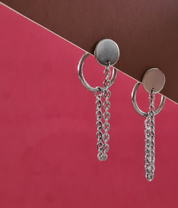 Steel Earrings -Front Back Earrings - (Product ref: E381)