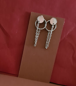 Steel Earrings -Front Back Earrings - (Product ref: E381)