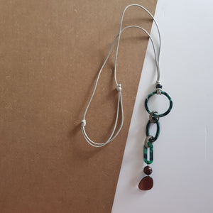 Contemporary Necklace -  Resin / Acetate Pendant: Waxed cord  (Product ref: N088)