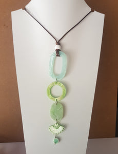 Contemporary Necklace -  Resin / Acetate Pendant: Waxed cord  (Product ref: N162)