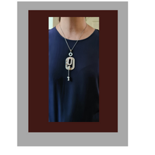 Load image into Gallery viewer, Contemporary Necklace -  Resin / Acetate Pendant: Metal chain (Product ref: N372)
