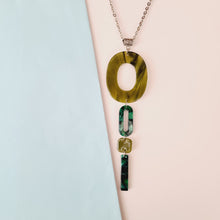 Load image into Gallery viewer, Contemporary Necklace -  Resin / Acetate Pendant: Metal chain (Product ref: N373)
