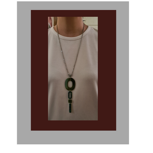 Contemporary Necklace -  Resin / Acetate Pendant: Metal chain (Product ref: N373)