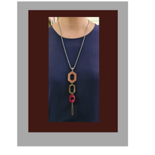 Load image into Gallery viewer, Contemporary Necklace -  Resin / Acetate Pendant: Metal chain (Product ref: N376)
