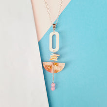 Load image into Gallery viewer, Contemporary Necklace -  Resin / Acetate Pendant: Metal chain (Product ref: N378)
