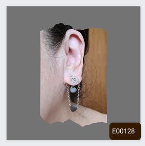 Steel Earrings -Front Back Earrings - (Product ref: E00128)